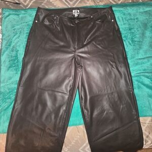 Future Collective Taupe Faux Leather Wide Leg Pants